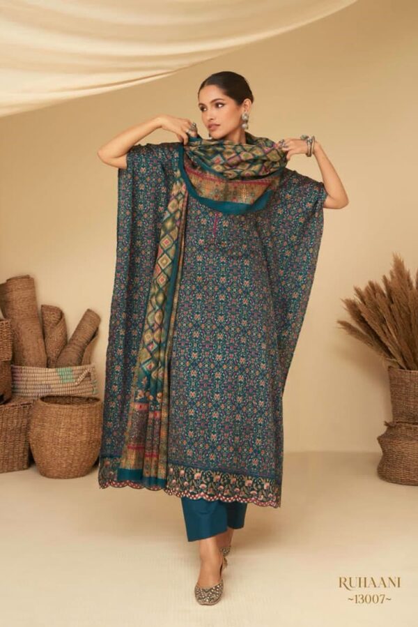Mumtaz Ruhaani 13007 - Pure Cotton Satin Digital Print With Embroidery Suit