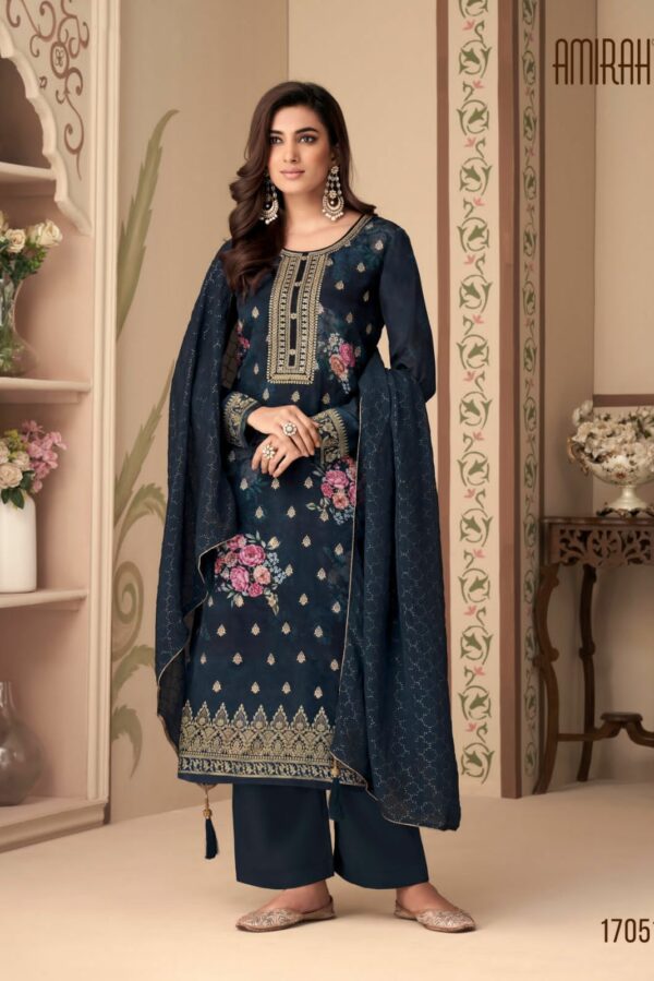 Amirah Feeza 17056 - Pure Habutai Silk Jacquard With Digital Print Suit