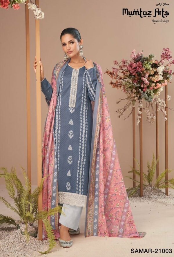 Mumtaz Samar 21003 - Pure Lawn Cotton Digital With Embroidery Suit