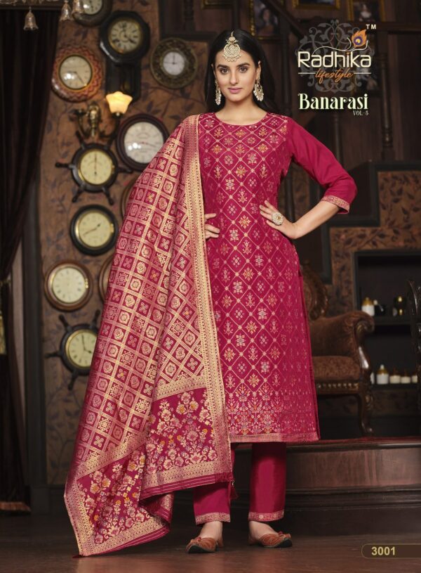Ready To Wear - Pure Dola Silk Weaving Stitched Suit