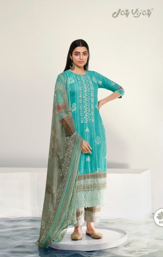Jay Vijay Oksana 8029 - Pure Cotton Batik Print With Handwork, Embroidery & Lace Work Suit