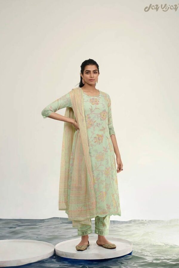 Jay Vijay Claudia 8043 - Pure Linen Digital Print with Embroidery and Hand Work Suit