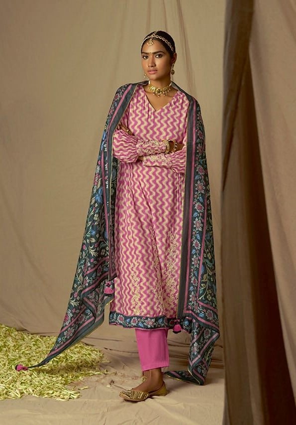 Kimora Kalam Batik 8961 - Pure Muslin Silk Digital Print With Embroidery Suit