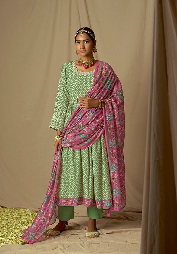 Kimora Kalam Batik 8965 - Pure Muslin Silk Digital Print With Embroidery Suit