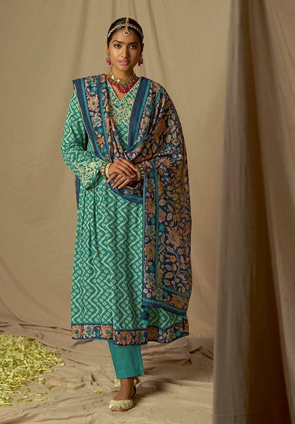 Kimora Kalam Batik 8967 - Pure Muslin Silk Digital Print With Embroidery Suit
