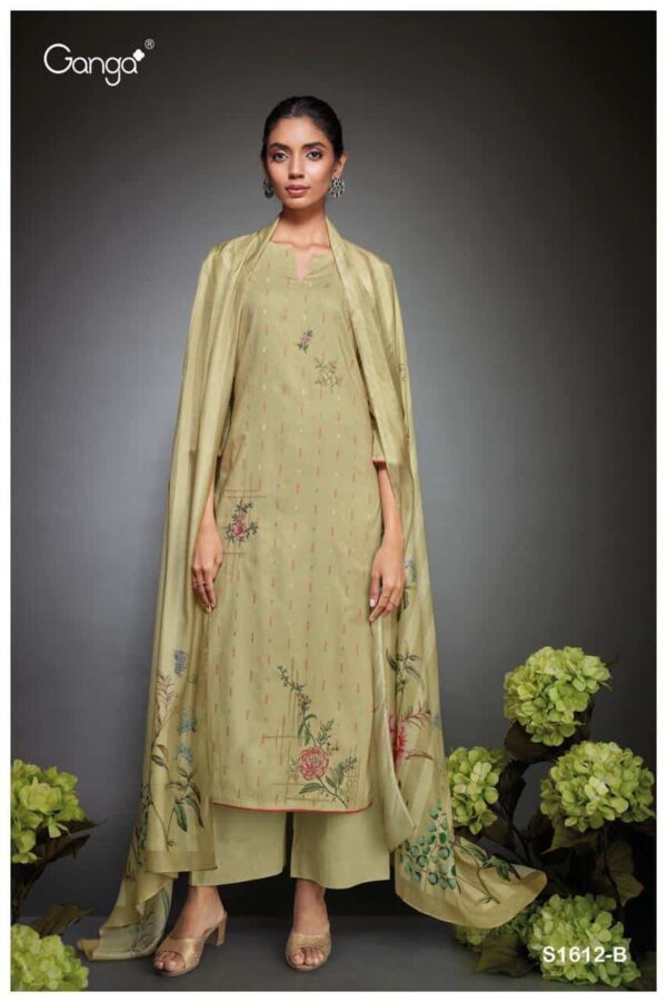 Ganga Ishita S1612B - Premium Cotton Printed With Embroidery Suit