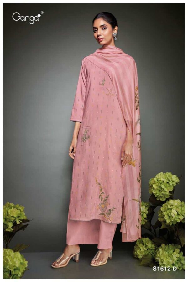 Ganga Ishita S1612D - Premium Cotton Printed With Embroidery Suit