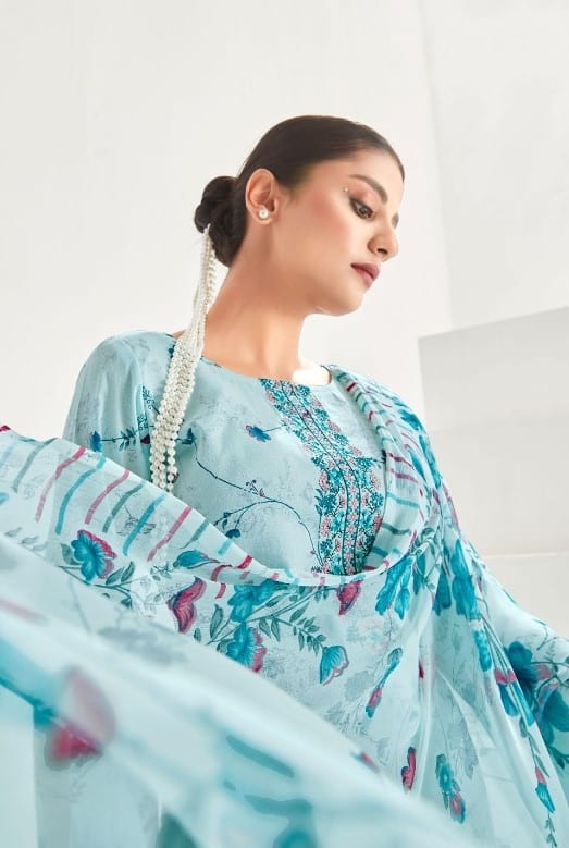 Zulfat Khwaish 002 - Pure Jam Cotton Print With Embroidery Suit