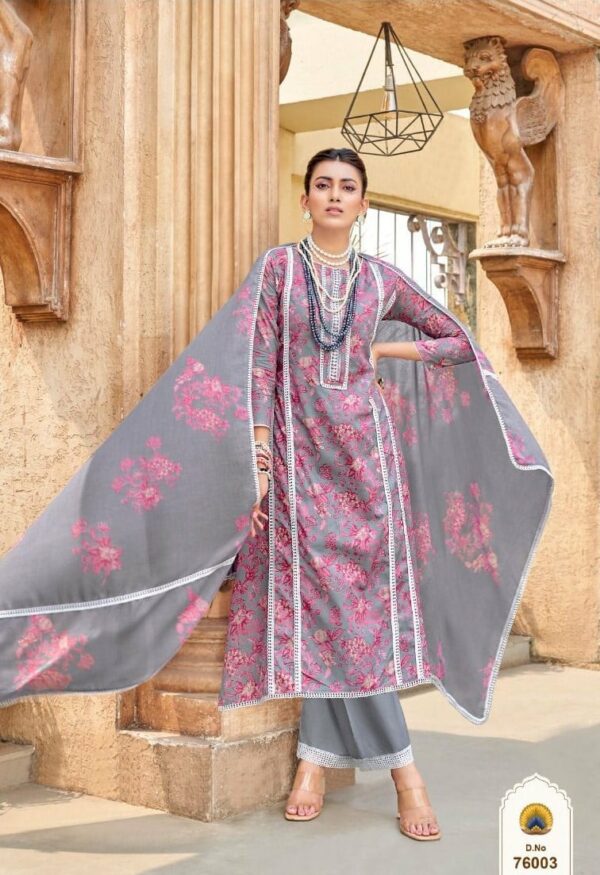 VP Khaab 76003 - Pure Lawn Cotton Printed with Fancy & Lace Work Suit