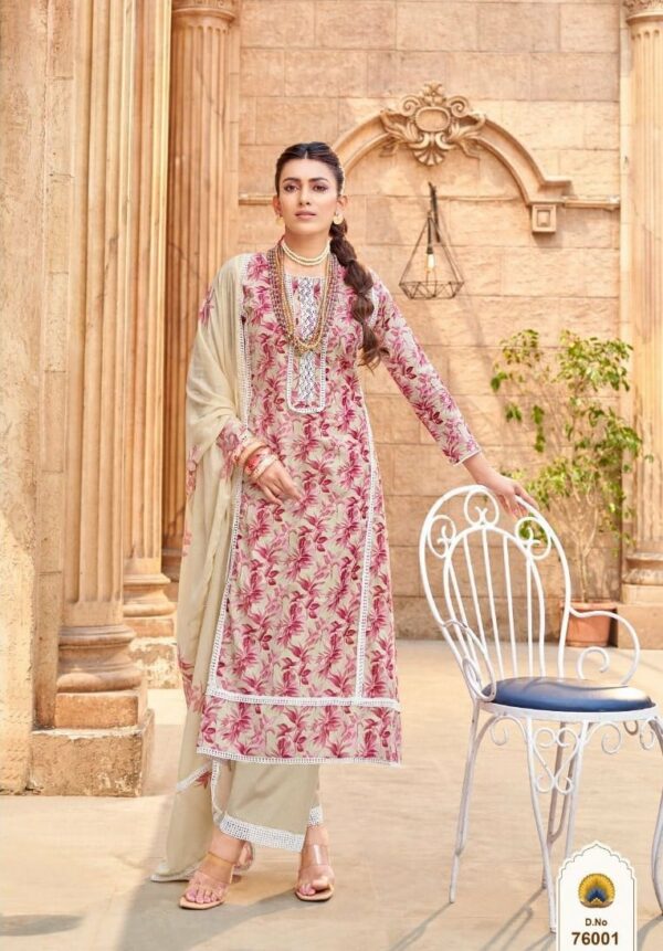 VP Khaab 76001 - Pure Lawn Cotton Printed with Fancy & Lace Work Suit