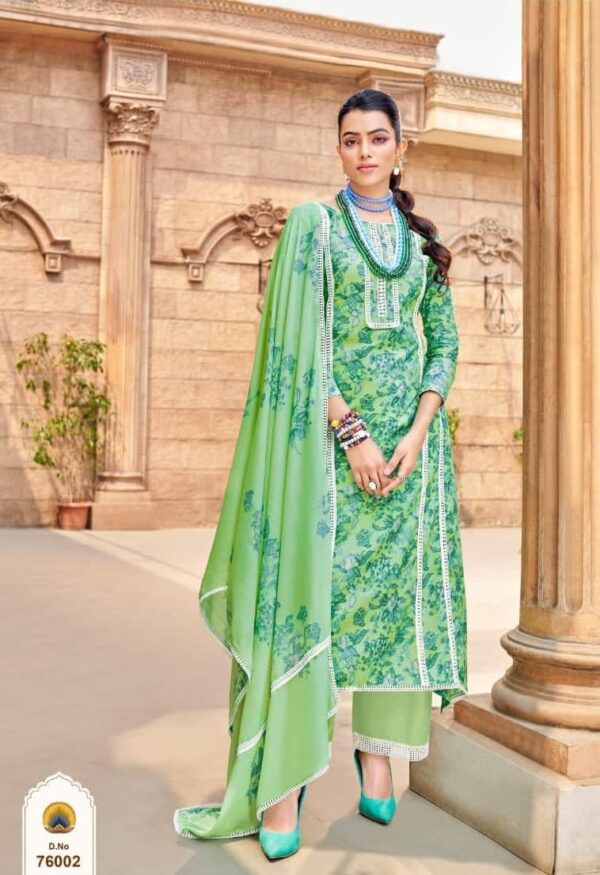 VP Khaab 76002 - Pure Lawn Cotton Printed with Fancy & Lace Work Suit