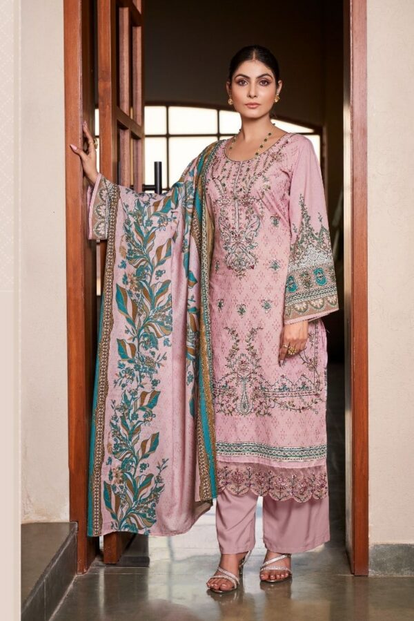 Levisha Chevron CRN15 - Cotton Lawn Printed With Self Embroidery Suit