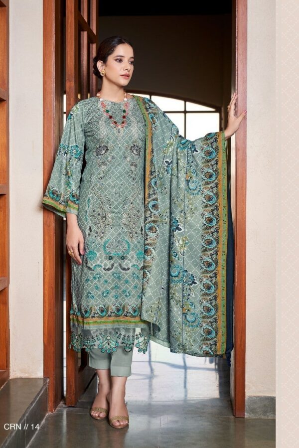 Levisha Chevron CRN14 - Cotton Lawn Printed With Self Embroidery Suit