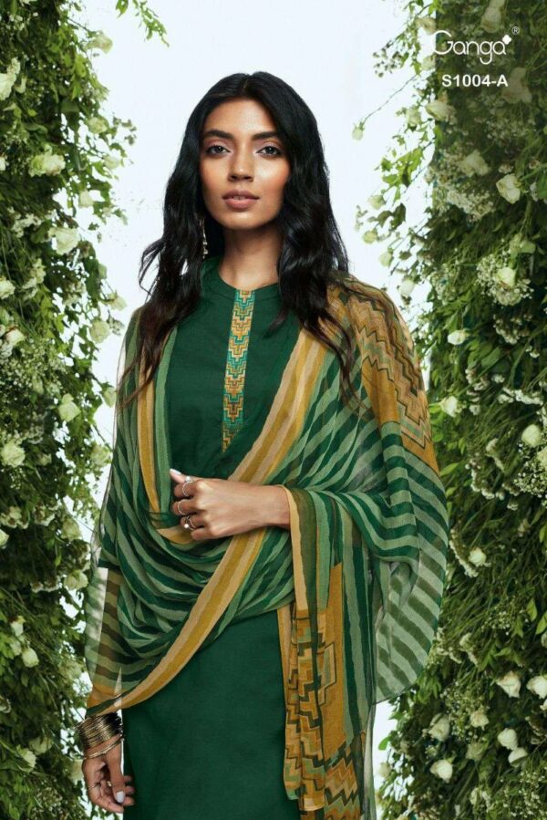 Ganga Ruha S1004D - Premium Cotton Printed Neck & Daman & Cotton Lace Suit