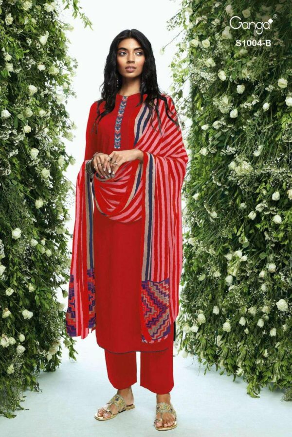 Ganga Ruha S1004D - Premium Cotton Printed Neck & Daman & Cotton Lace Suit