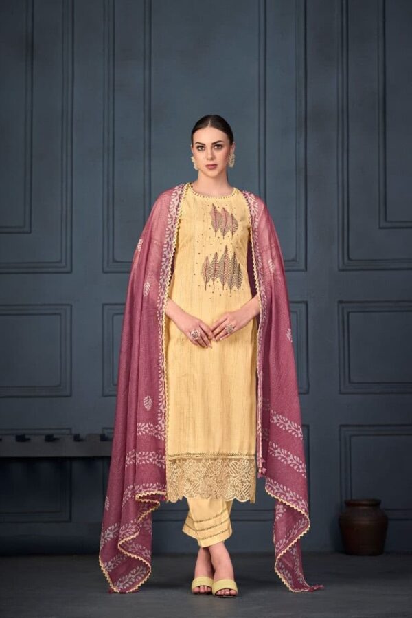Jay Vijay Erusa 8281 - Pure Cotton Handloom With Embroidery & Lace Work Suit