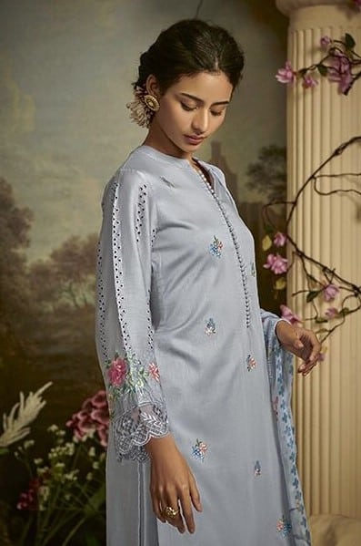 Kimora Gulbagh 9071 - Pure Cotton Satin With Embroidery Suit