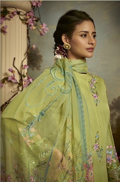 Kimora Gulbagh 9072 - Pure Cotton Satin With Embroidery Suit