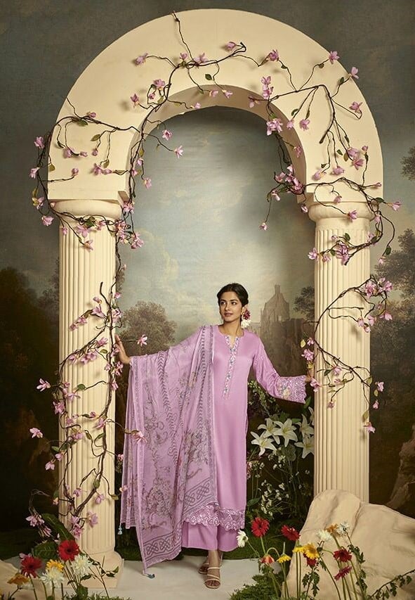 Kimora Gulbagh 9074 - Pure Cotton Satin With Embroidery Suit
