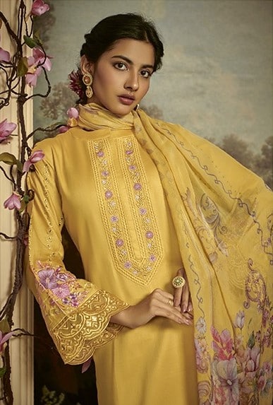 Kimora Gulbagh 9075 - Pure Cotton Satin With Embroidery Suit
