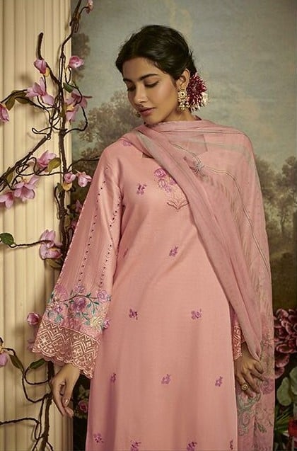 Kimora Gulbagh 9078 - Pure Cotton Satin With Embroidery Suit