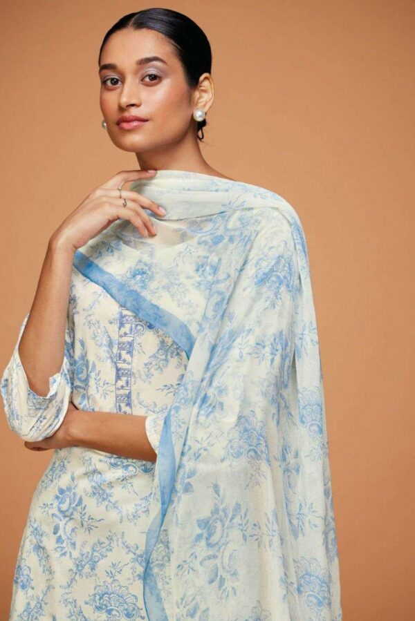 Ganga Dharini S1709C - Premium Cotton Printed With Embroidery And Cotton Lace Suit