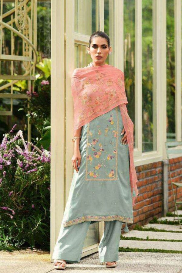 Varsha Naira NR04 - Muslin With Panel Embroidery And Borders Suit