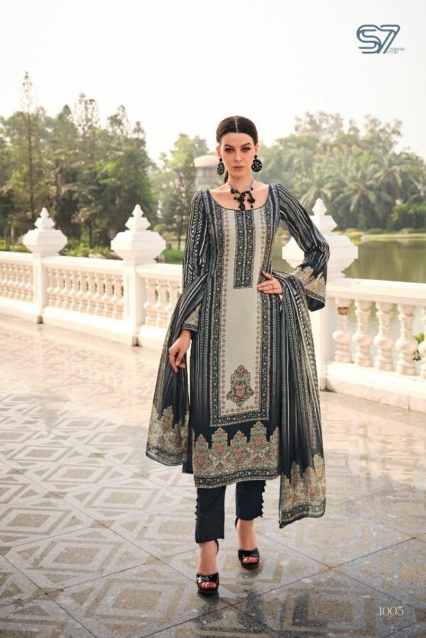 YesFab HNT Kaizen 1006 - Digitally Printed L/V Satin Unstitched Suit