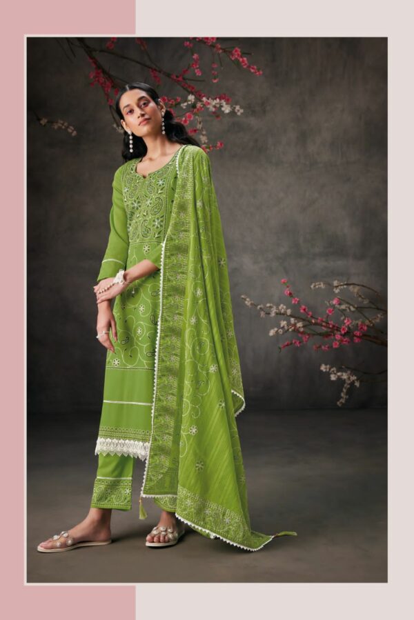 Ganga Reyna Lucknowi 986 - Premium Cotton Lucknowi Print & Handwork Suit