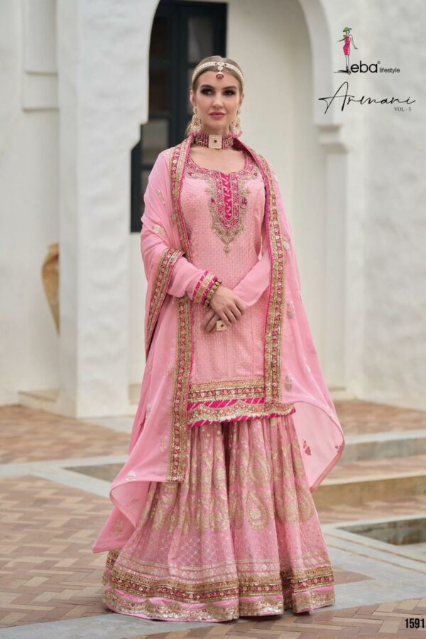 Eba Armani 1591 - Faux Georgette With Embroidery Work Stitched Suit