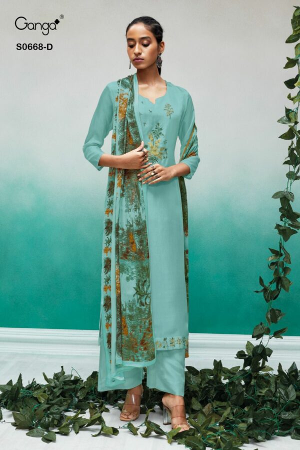 Ganga Vanya S0668F - Premium Habutai Silk With Embroidery