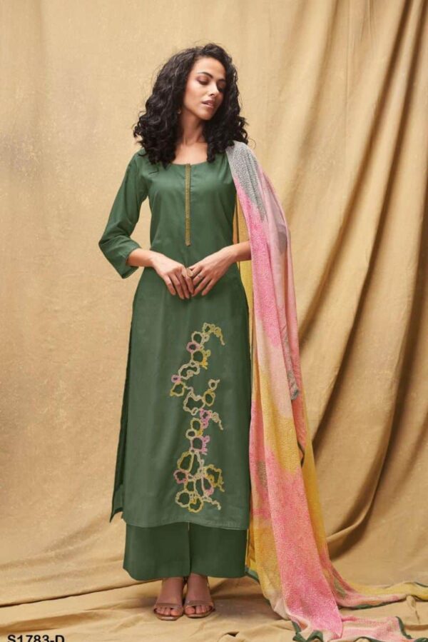 Ganga Drishya S1783D - Premium Cotton Printed With Embroidery and Lace Work Suit