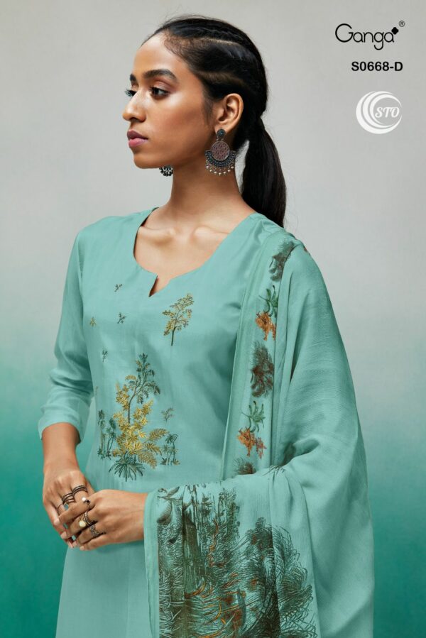 Ganga Vanya S0668F - Premium Habutai Silk With Embroidery