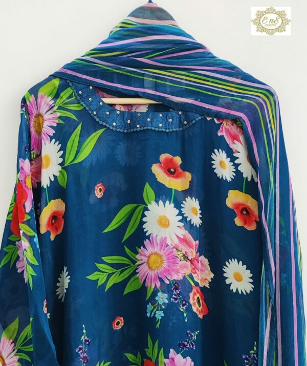 Pure Soft Organza With Floral Digital Print & Handwork Suit - TIF 1086