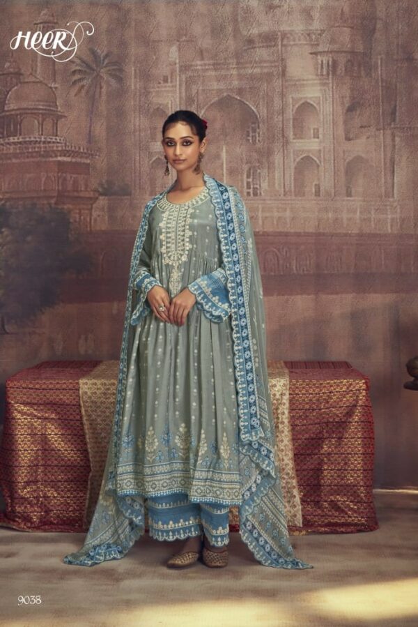 Ganga Stirling 2444A - Premium Cotton Silk Satin Printed With Hand Work Suit