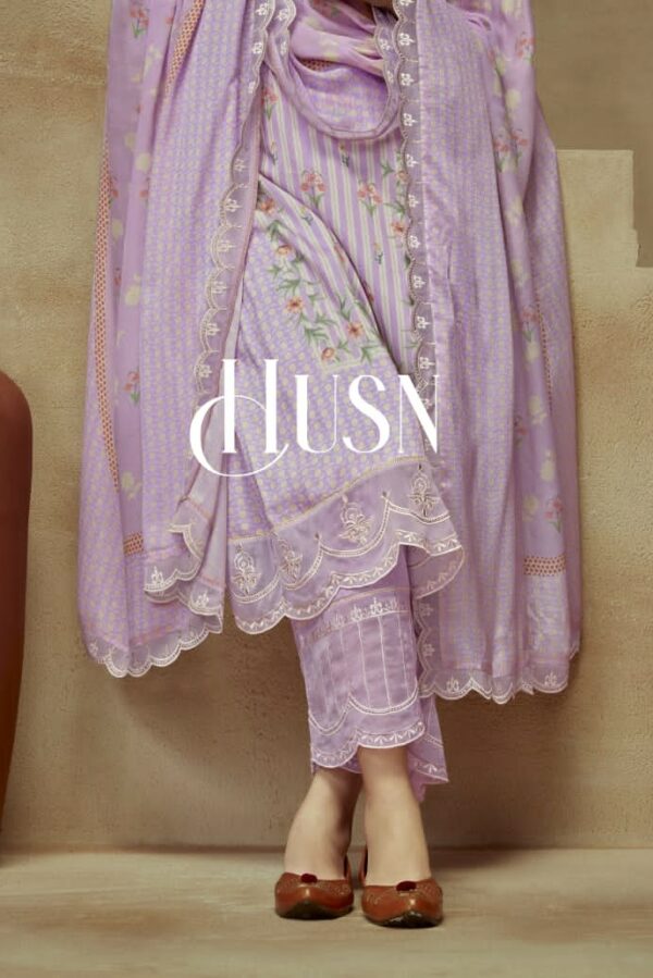 Kimora Husn 9058 - Pure Muslin Digital Print With Organza Scalloped Work Suit
