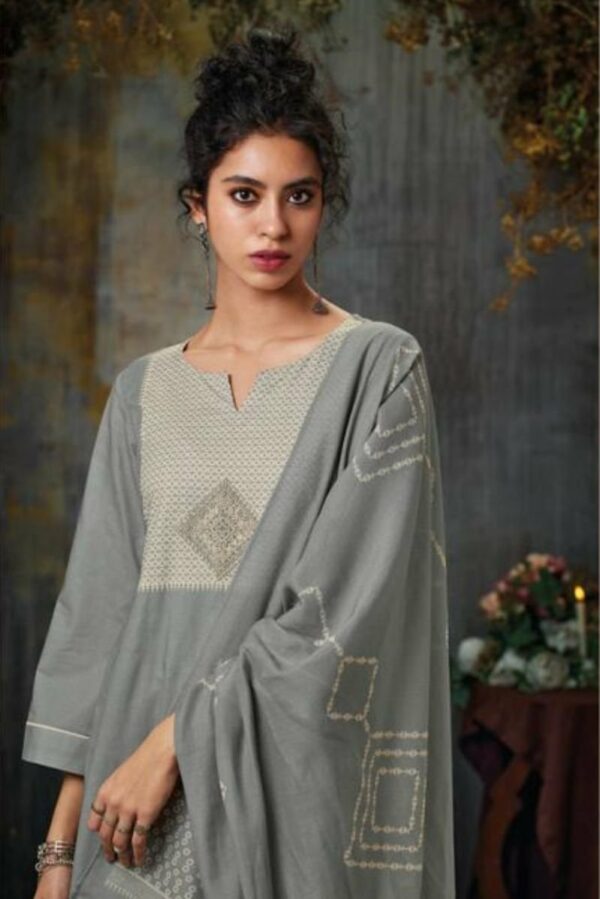 Ganga Ina C1389 - Premium Cotton Printed With Embroidery & Swarovski Work Suit