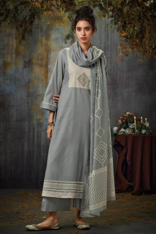 Ganga Ina C1389 - Premium Cotton Printed With Embroidery & Swarovski Work Suit