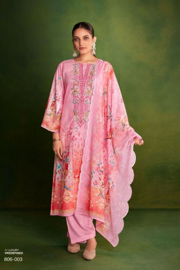 Belliza Mehfuza 008 - Pure Cotton Print with Heavy Embroidery and Swarovski Work Suit