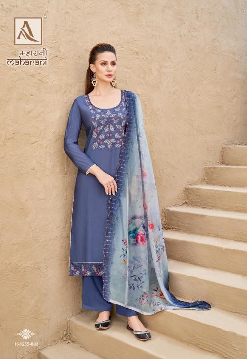 Alok Maharani 005 - Pure Viscose Chanderi With Embroidery Suit