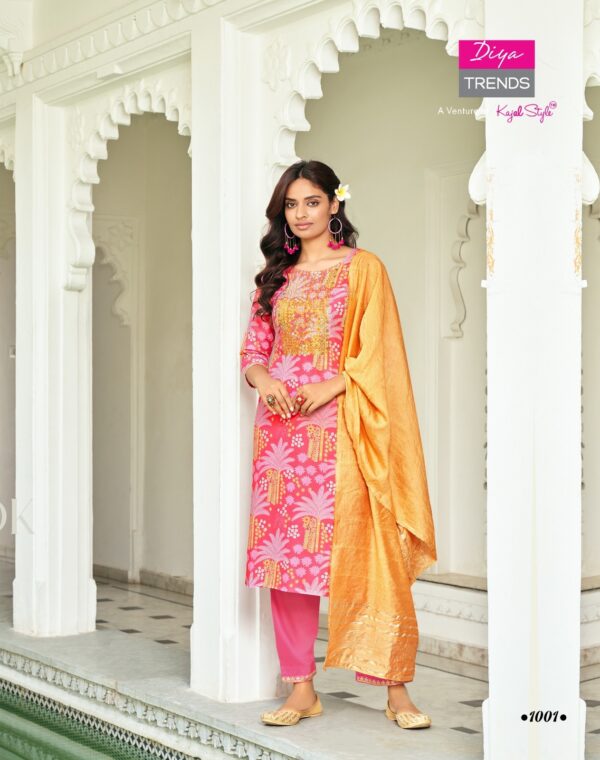 Muslin Digitally Printed & Embroidered Stitched Suit - TIF 960