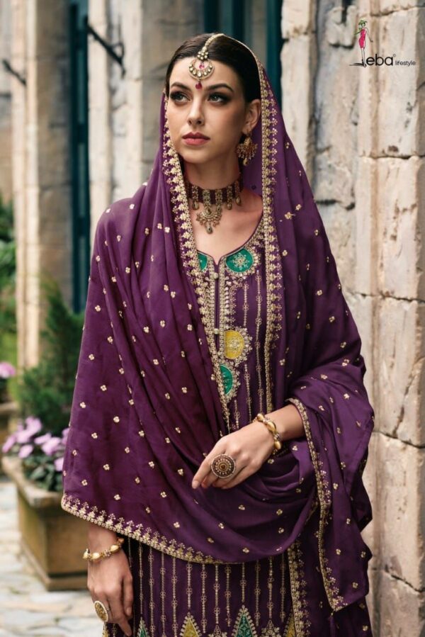Eba Alka 1603 - Heavy Chinon With Embroidery Work Suit