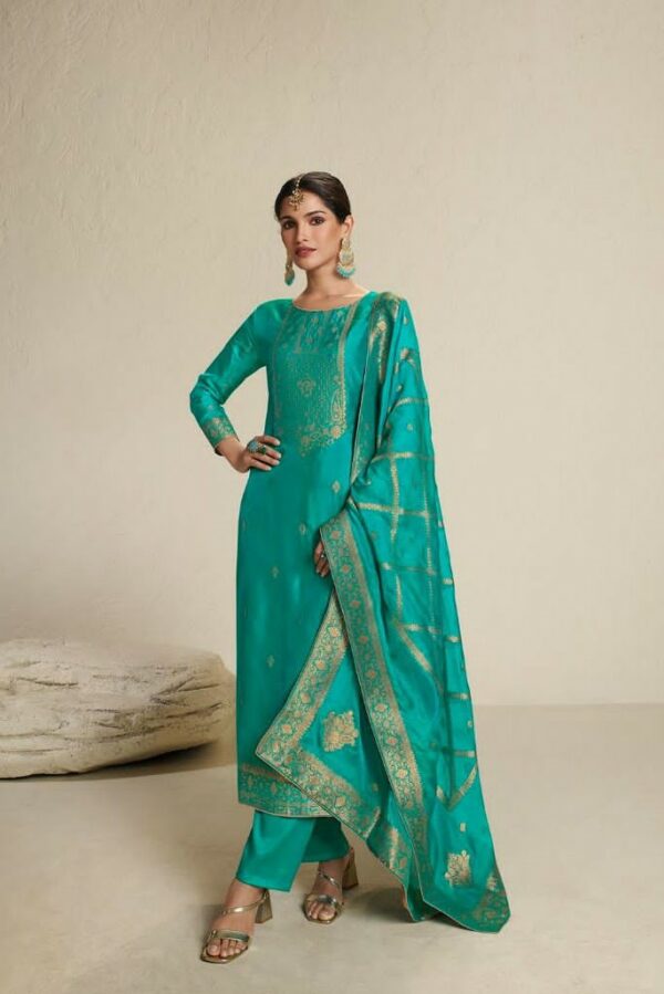 Zisa Charmy Olive 4884 - Pure Tabby Silk Weaving Jacquard Suit