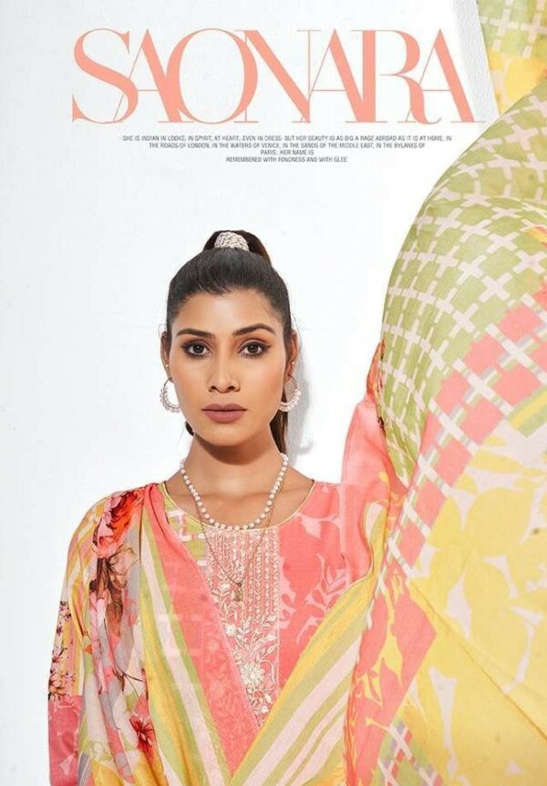 Pure Lawn Cotton With Fancy Work With Digital Printed Suit - TIF 1041