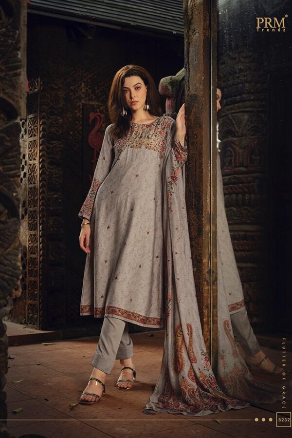 PRM Haajat 5235 - Pure Muslin Silk Digital Print With Heavy Khatli Work Suit