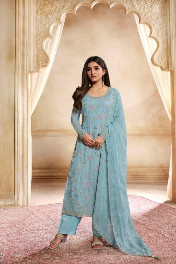 Vinay Pearl 64503 - Organza Printed & Embroidered Suit