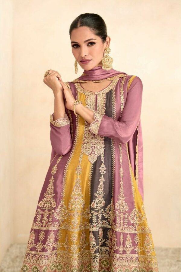 Gulkayra Preet 7401C - Real Chinon With Work Stitched Dress