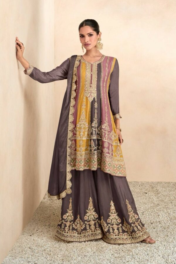 Gulkayra Preet 7401C - Real Chinon With Work Stitched Dress