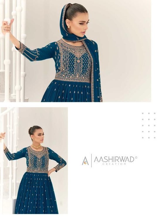 Aashirwad Taara 9679 - Real Georgette With Embroidery Stitched Dress