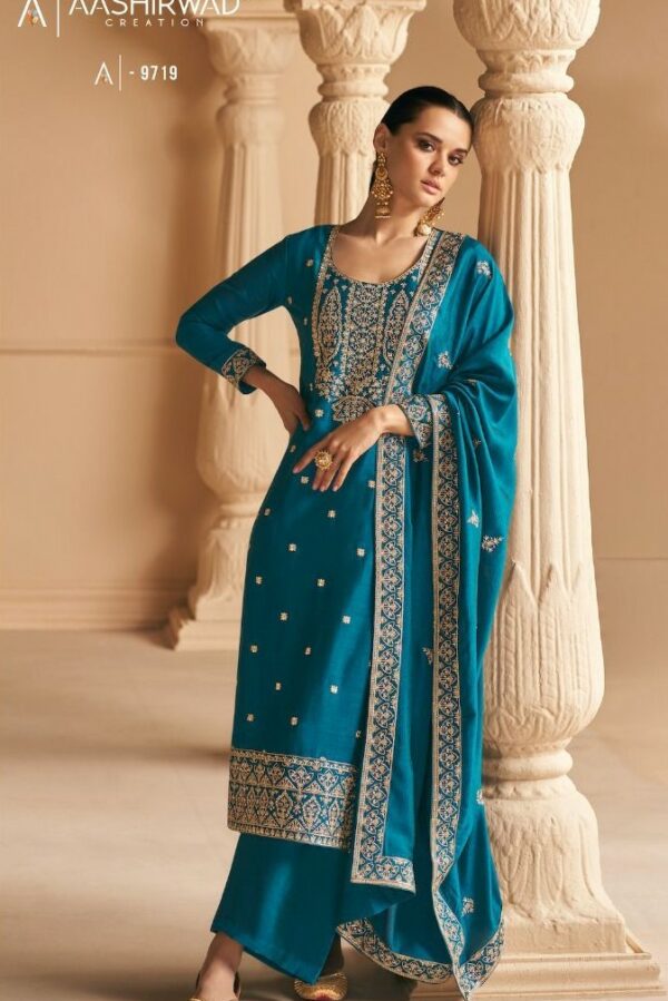 Aashirwad Geetika 9722 - Premium Silk With Embroidery Suit